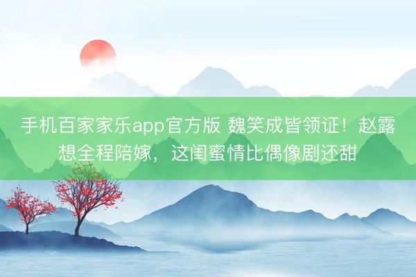 手机百家家乐app官方版 魏笑成皆领证！赵露想全程陪嫁，这闺蜜情比偶像剧还甜