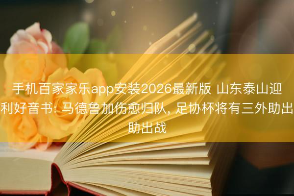 手机百家家乐app安装2026最新版 山东泰山迎来利好音书: 马德鲁加伤愈归队， 足协杯将有三外助出战